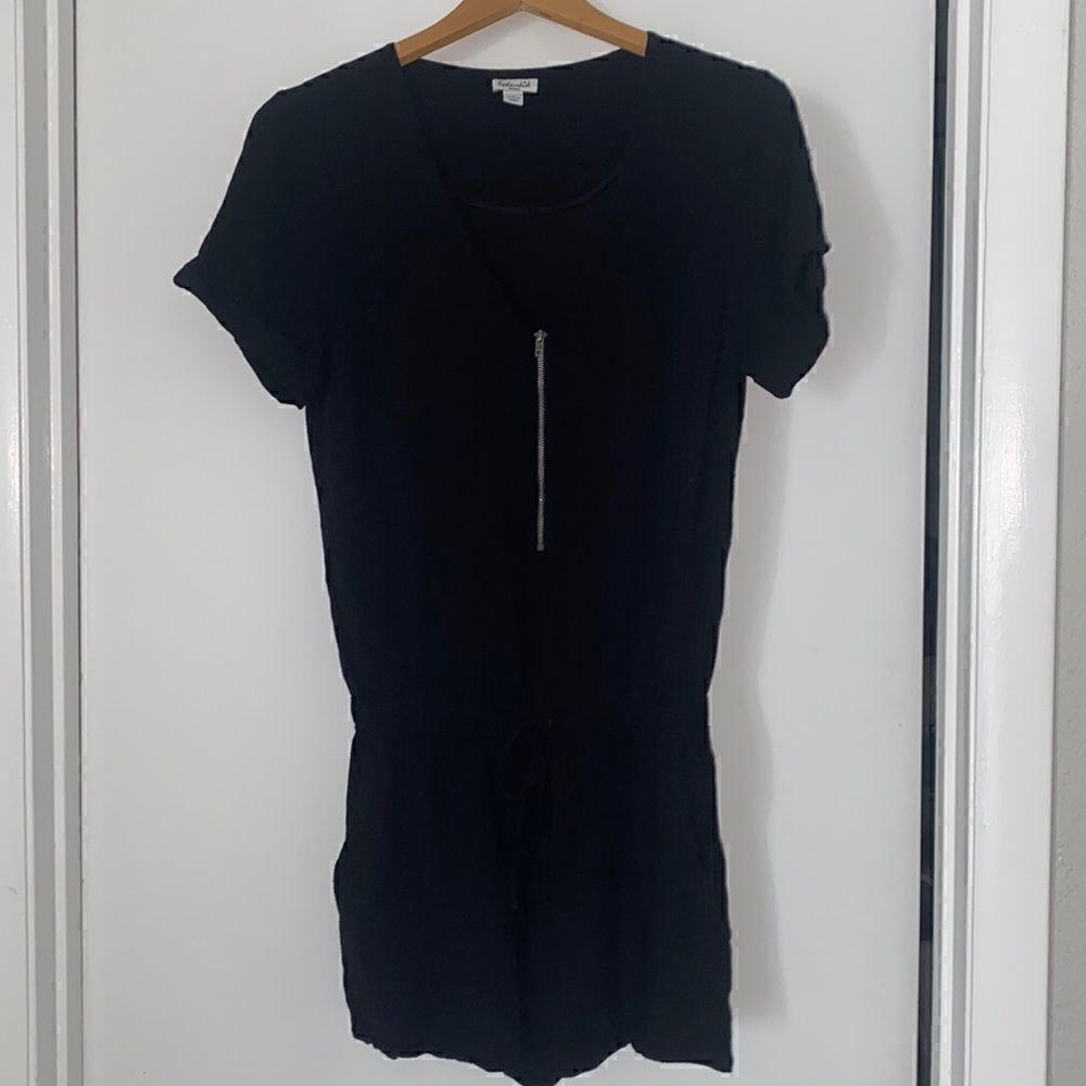 Splendid black zip front romper